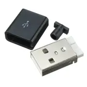 1Pcs USB 2.0 Type A Plug 4-pin Male Adapter Solder Connector &amp; Black Cover Square