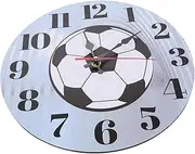 Sosoport Sport Theme Silent Wall Clock Round Football Decor for Office Decorative Timepiece