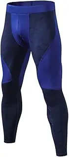[KRUIHAN] Mens Sports Compression Fitness Pants - Gym Tights Training Base Layer Leggings Breathable Trousers(Navy Blue/M)