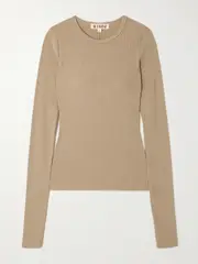 [ÉTERNE] ÉTERNE - Ribbed Jersey T-shirt - Camel - x large x large Brown