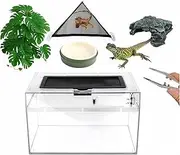Ssumght Reptile PC Terrarium Amphibian Tank Starter Kit Habitat Cage 30x18x22CM Suitable for breeding Lizards, Turtles, Snakes, Chameleons,Jumping Spiders
