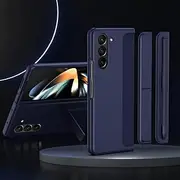 with Stylus Touch Pen Cover for Samsung Galaxy Z Fold 6 5 4 3 Case Pen Slot Invisible Stand for Galaxy Z Fold 3 4 5 6 Case,Dark Blue,for Samsung Z Fold 5