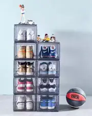 10 Pack Acrylic Shoe Display Case Transparent Sneaker Storage Boxes Clear Pla...