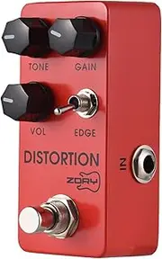 ZORY Guitar Metal Disto on Effects Pedal Tone/GAIN/VOL/Edge DC 9V 6.35mm Input/Output face Al num Alloy Electric Guitar Simulate Heavy Metal Disto on with True Bypass Red One Size