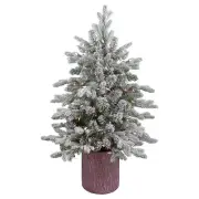 Northlight 4ft Flocked Spruce Artificial Christmas Tree in Pot Clear Lights
