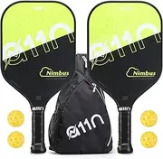 A11N Pickleball Paddles Set of 2 Graphite Surface Rackets with 4 Pickleball Balls and Pickleball Bag for Beginners - USAPA Approved, Green