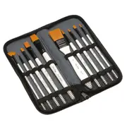 10Pcs Nylon Hair Oil Acrylic Watercolor Painting Brushes Set W/ Zipper Case