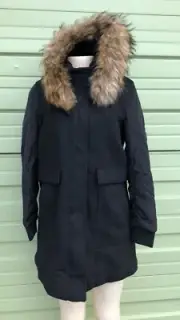 NEW ZARA BLACK COAT WITH REMOVABLE FUR JACKET BLAZER ZIP SNAP FRONT SIZE S P40