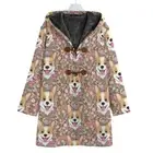 Emoji Corgi Dog Cotton Jacket Coat Hooded Cloak Cozy Gift Floral Pastel Harajuku