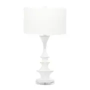 30 in. White Polystone Task and Reading Table Lamp with Gold Accents