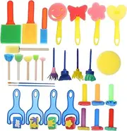 1 Set Boys and Girls Sponge Painting Brush Set Stamps for Craft Art Drawing 30 Pieces Non-Toxic Washable for DIY Educational Toys