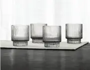 Hotel Collection Smoked Fluted Double Old-Fashioned Glasses, Set of 4, Smoked...
