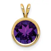 14K Yellow Gold 8mm Amethyst bezel pendant