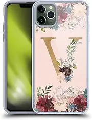 Head Case Designs Officially Licensed Nature Magick Letter V Flowers Monogram Rose Gold 2 Gel Case [Military Grade Protection] Compatible with Apple iPhone 11 Pro Max