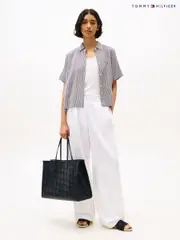Tommy Hilfiger Blue City TH Monogram Tote Bag (H53320) | $392