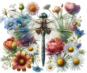DRAGONFLY DAISY WILD FLOWER #02 COMPUTER MOUSE PAD 9 x 7