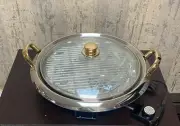 Cuisine Cookware 12" Electric Stainless 24K Gold Pizza Maker Griddle New