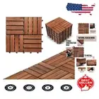 10 Pack 12x12 Waterproof Interlocking Wooden Deck Tiles - Non-Slip Design