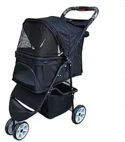 pet Stroller Strollers Pet Bag pet Trolley cat and Dog Stroller Carrier Split Type pet Stroller Dog Multifunctional Medium-Sized Dog 15kg (Color : Black)