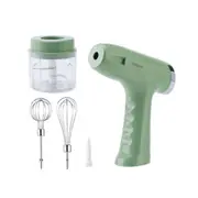 1200mAh Electric Egg Beater 5 Speeds Multi-functional Stainless Steel USB Rechargeable Handheld Mixer Kitchen Tool Green