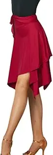 [ELLYDOOR] Women Latin Salsa Dance Skirt Skate Hip Wrap Skirt Smooth Irregular Swing Ballroom Tango Cha Cha Practice Skirt