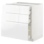 METOD / MAXIMERA base cb 3 frnts/2 low/1 md/1 hi drw, white/Voxtorp high-gloss/white, 80x60x80 cm