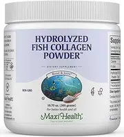 Maxi-Health Marine Collagen Peptides Powder - Unflavored Hydrolyzed Fish Collagen Powder for Healthy Bones, Joints, Skin, Nails - Non-GMO, Kosher Certified Collagen Protein Supplement (12.34 Ounce (Pack of 1))