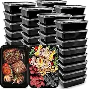 Meal Prep Container, 50 Pack Food Storage Containers with Lids, Bento Box Reusable Plastic Lunch Box, BPA Free Take-Out Box Microwave Dishwasher Freezer Safe（32OZ）