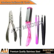 Manicure Pedicure Podiatrist Clipper Cutter Chiropody File & Eyebrow Tweezers