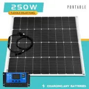 250W 12V Flexible Solar Panel Kit Generator Camping Power Charger 10A Regulator