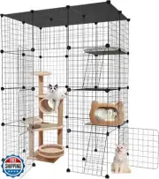 Large Cat Cage,4-Tier Catio Outdoor Cat Enclosure,DIY Cat Kennel,Cat Cages In