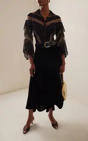 [Lena Hoschek] Heritage Velvet Midi Skirt
