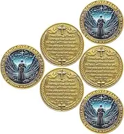 LZWIN Faith Over Fear Christian Challenge Coin with Psalm 23:4 for Strength and Comfort in Dark Times (Pack of 6)