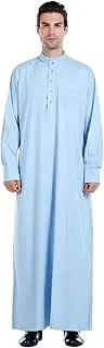 [Lenmipot] Men's Muslim Clothes Durable Kaftan Robe Dubai Long Gown Ethnic Clothes,1pc Soft Robe