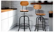 Rustic Industrial Bar Stool Wooden Top