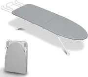 CHONYI Tabletop Portable Iron Board with Iron Rest,81 x 30 x 16cm Foldable Small Ironing Board with Heat Resistant Cover,Grey