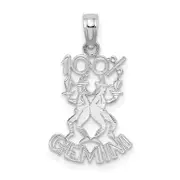 14K White Gold Wg 100% Gemini Zodiac Charm