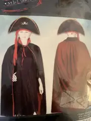 Kids Costume Cape Reversible New Vampire Pirate Collar Halloween