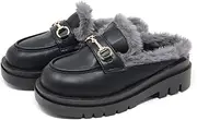 Liberty Doll(リバティー ドール) 3063 Women's Loafer, Bit Loafer, Mule Fur, Thick Sole, 2.2 inches (5.5 cm) Heel, U-Tip
