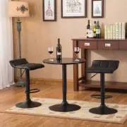 Black Bar Table & 2 Stools Set - Adjustable Height