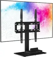 Black Tv Stand for 37-55” LCD LED Plasma Flat Panel TV Screen, Universal Desktop Dock TV Mount-with 3-Level Height Adjustment Function for Best Viewing, Holds Up to 40KG