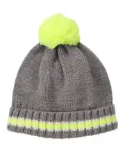 NWT Gymboree Ice All-Star Grey with Pom Pom Fleece Lined Sweater Hat Boys S M L