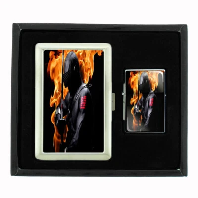 NINJA D8 CIGARETTE CASE / WALLET & LIGHTER GIFT SET