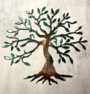 Olive Tree --Tree of Life 27" Metal Wall Art Décor Copper and Green Tinged