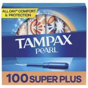 Tampax Pearl Tampons Super Plus Absorbency Leakguard 100 Count