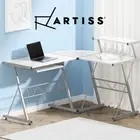 Artiss Computer Desk L-Shape Keyboard Tray Shelf Home Office Study Table White