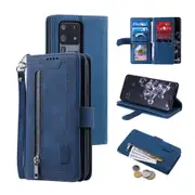 Wallet Case Leather Pockets Flip Cover Protective Phone Case for iPhone 15 Series-Blue