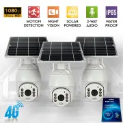 3x Elinz Wireless Solar Security 4G IP 1080P PTZ Camera CCTV Waterproof Built-in Battery ALDI Sim
