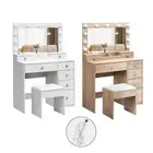 Levede Dressing Table Stool Set Mirror Vanity LED Bulbs Makeup Desk Drawers