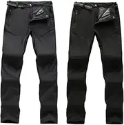 CHILDWEET Windproof Sports Pants Skiing Pants Waterproof Sports Pants Keep Warm Softshell Men and Women Black